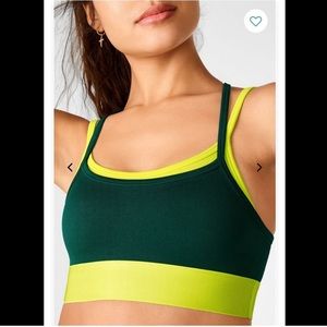 Fabletics Green and Yellow Sports Bra
